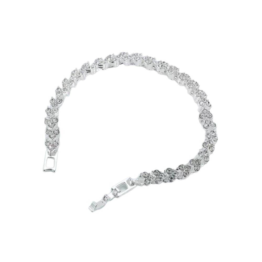 Silver Crystal and Rhinestone Heart Bracelet